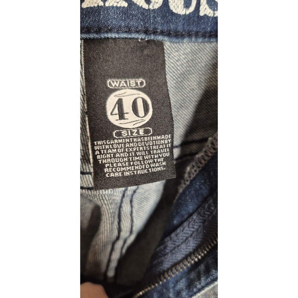 Grindhouse Denim Mens 40x32 Distressed Blue Jeans Stretchy Ripped High Rise NWT - Picture 3 of 12